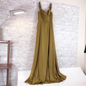 NWT  Azazie  Ocean Stretch Satin Bridesmaid Dress  Martini Green  size AO